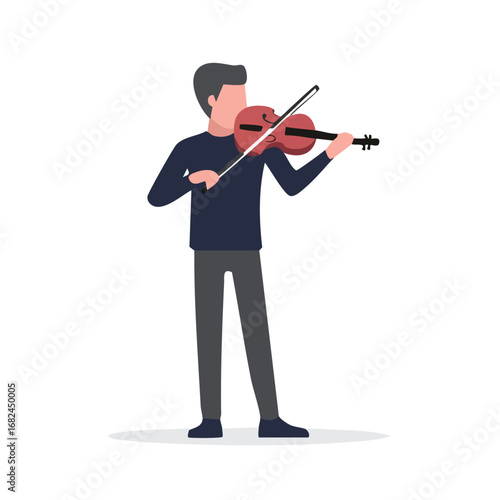 Man Playing Violin: Simple Flat Illustration