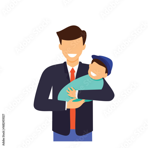 Happy Father Holding Infant Son