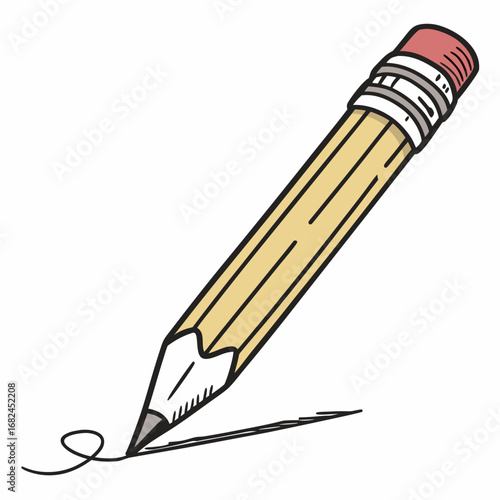 Yellow pencil drawing squiggle graphite writing