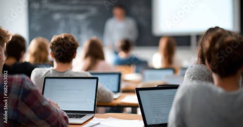 Students Using Laptops in a University Lecture Hall