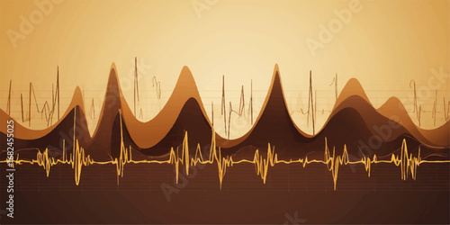 Heart cardiogram trace showing an ecg pulse with a wave line on a medical monitor