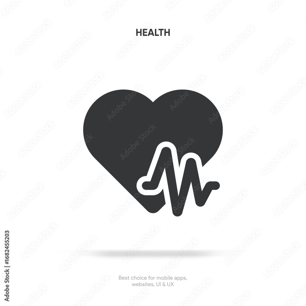 Obraz premium Romantic heart icon. Love symbol. Valentine's Day sign isolated on white background, Flat style for graphic, logo, website, mobile app, UI, UX