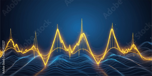 A digital EKG monitor displays a pulsating blue wave, a technological representation of a heart's rhythm