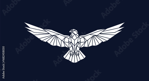 Geometric Eagle Logo Design with Spread Wings.