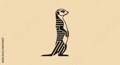 Stylized Meerkat Standing Tall in Minimalist Art Style.