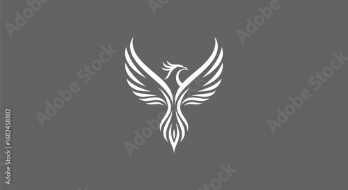 Elegant Phoenix Bird Logo Design with Spread Wings.