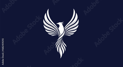 Majestic Phoenix Bird Logo with Elegant Wings.