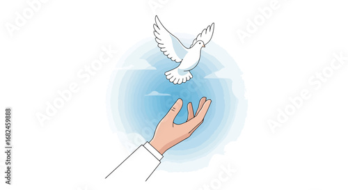Symbolic release of a white dove, representing freedom, hope, and peace. Ideal for use in spiritual, commemorative, or advocacy campaigns.