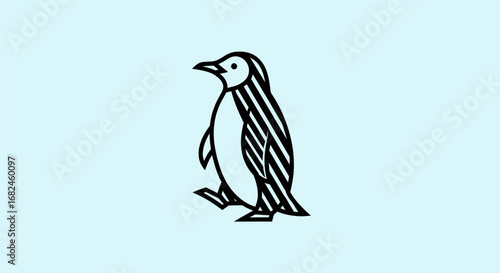 Penguin book logo illustration on a light blue background.
