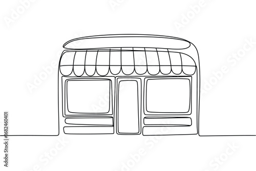 Minimalist single line drawing of a storefront