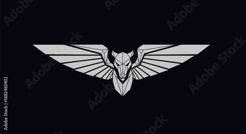 Stylized winged animal head emblem a powerful and majestic symbol of strength and freedom.