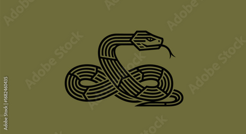 Stylized Snake Illustration with Intricate Pattern.