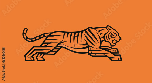 Stylized Tiger Illustration Leaping Forward.