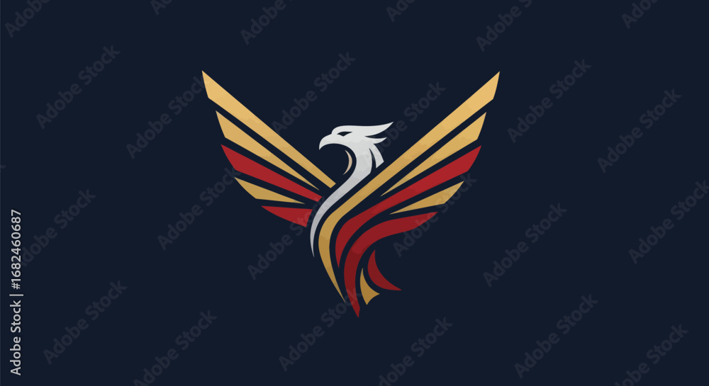 Obraz premium Majestic Phoenix Bird Logo with Spread Wings.