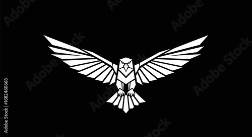 Geometric Owl with Spread Wings in Minimalist Style.