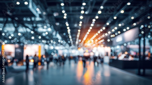 Wallpaper Mural A blurred view of a busy exhibition hall filled with lights and people, creating a vibrant atmosphere. Torontodigital.ca