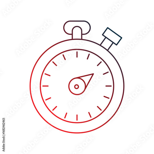 Stopwatch gradient outline icon with white background vector stock illustration