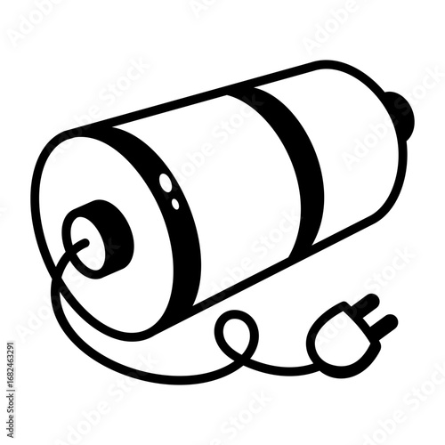 A sketchy style icon depicting rechargeable battery