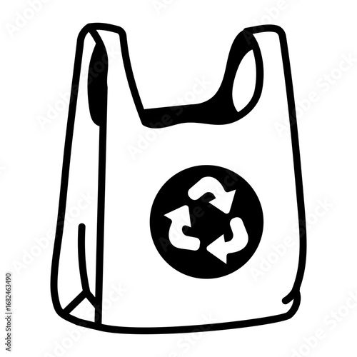 A sketchy style icon depicting reusable bag
