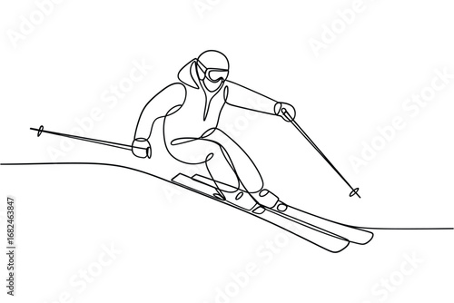 Dynamic line art of a skier in action