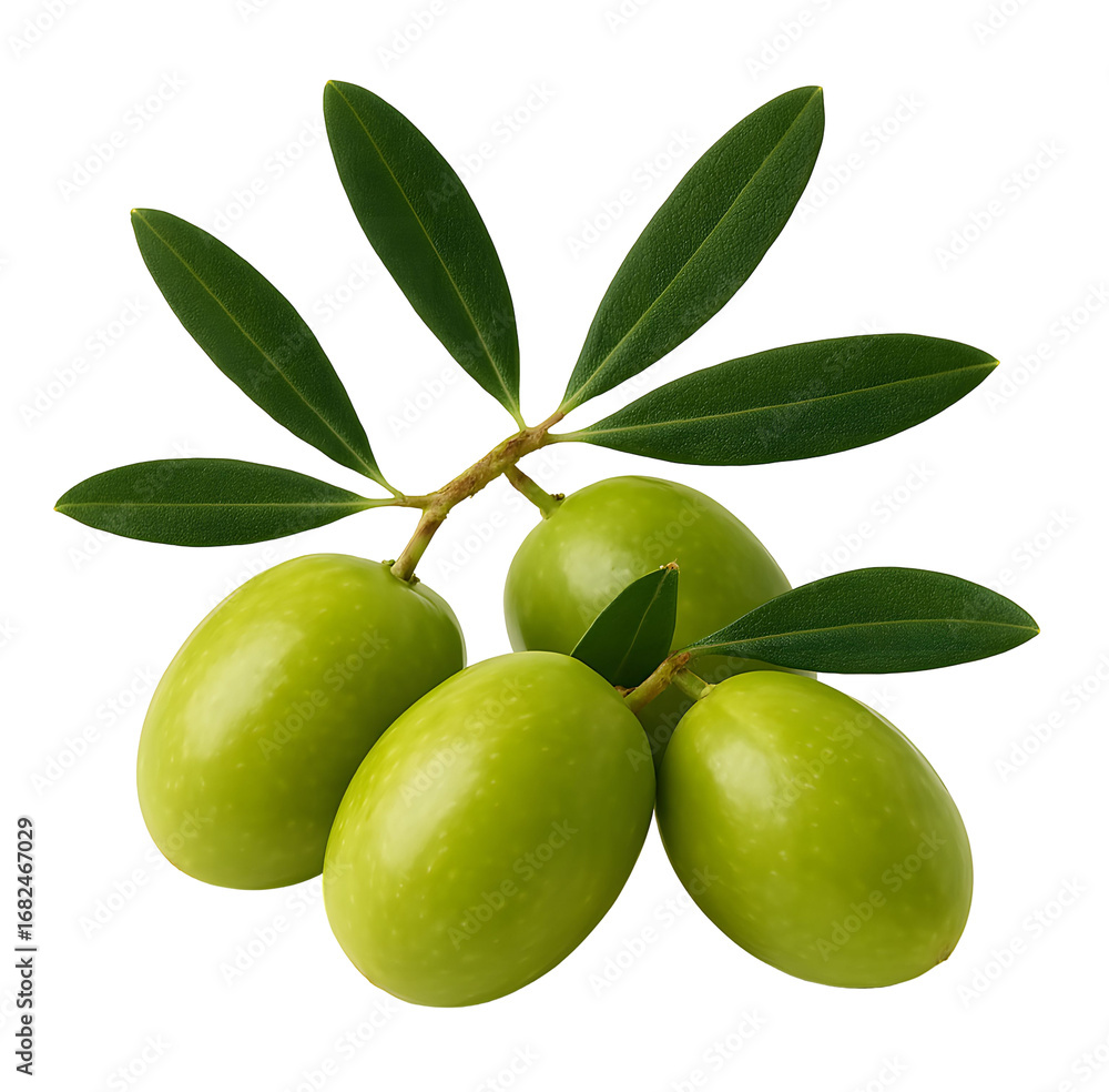 Obraz premium green olives with leaves