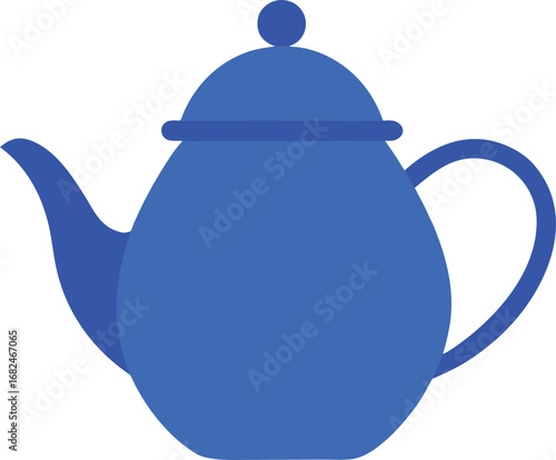 Blue ceramic teapot illustration vector scalable eps icon for tea lovers transparent background