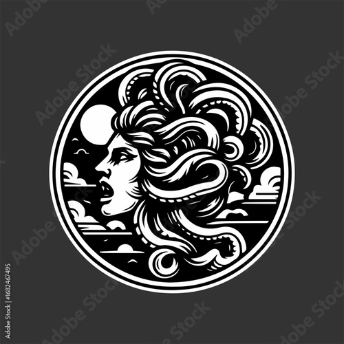 Intricate illustration of a woman with tentacles for hair.