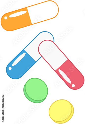 pills on white background