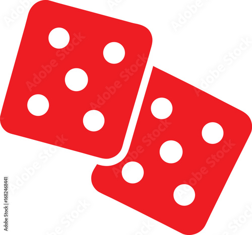 Red dice pair showing six dots vector illustration scalable eps icon transparent background