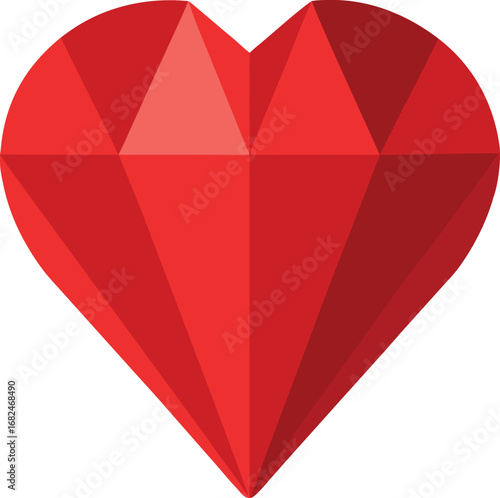 Red gemstone heart brilliant cut vector illustration icon for declarative use transparent background