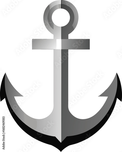 Shiny silver nautical anchor vector illustration scalable icon for maritime and marine designs transparent background