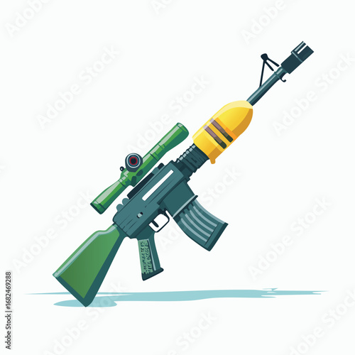 Tactical Rifle with Mounted Fragmentation Grenade Launcher - AI Generated