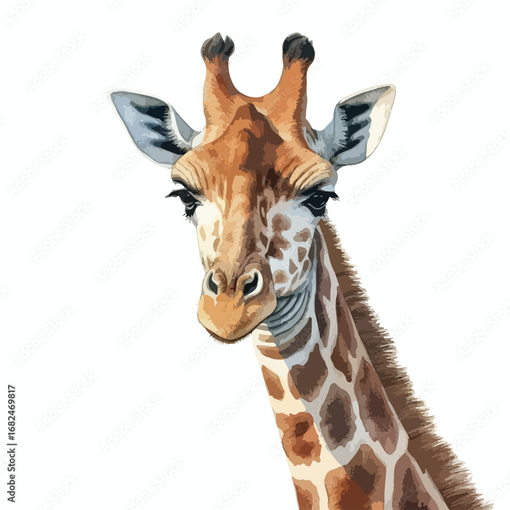 Obraz premium Elegant Giraffe Portrait with Detailed Spots and Gentle Expression