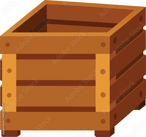 Rustic empty wooden crate vector illustration eps scalable design element transparent background