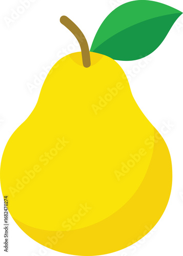 Ripe juicy yellow pear fruit vector illustration scalable eps icon for healthy food design transparent background