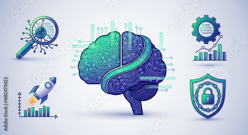Artificial intelligence brain machine learning ai data science neural network technology innovation concept