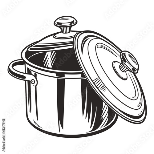 Black and white cooking pot with lid kitchenware cookware