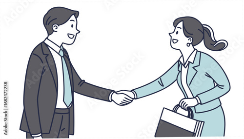 Business partners shaking hands with smiles handshake agreement