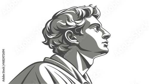 Classical bust profile grey tones sculpture