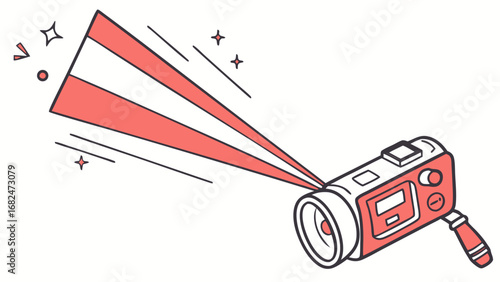 Coral camcorder emitting light beams and sparkles video camera