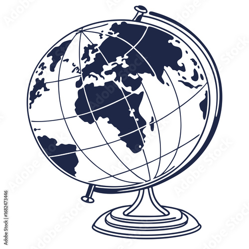 Dark blue globe on white background world earth