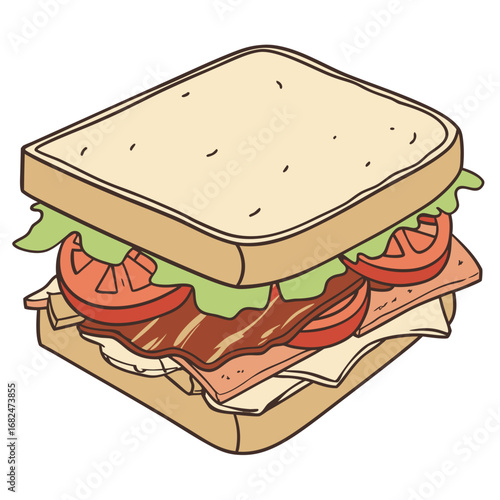Delicious sandwich with bacon lettuce and tomato bread