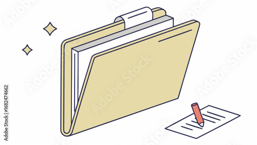 Folder with documents and pencil on paper papers writing
