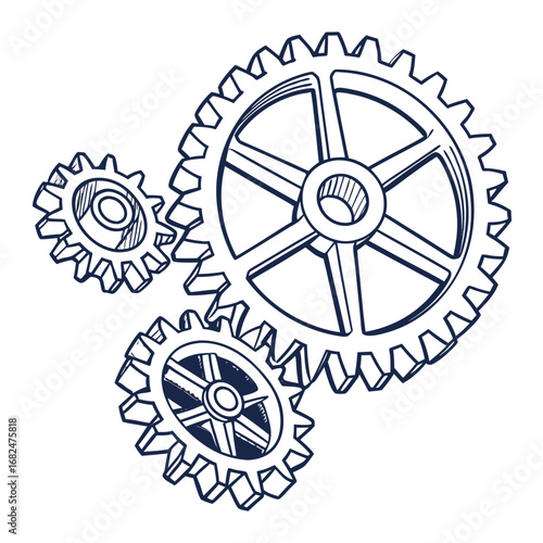 Interlocking gears illustration mechanical engineering