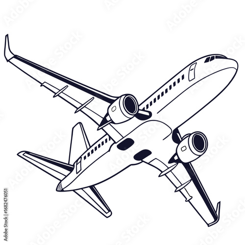 Jetliner aircraft flying in sky with engines and wings airplane aviation
