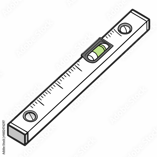 Level tool with bubble indicator and markings ruler measuring tool
