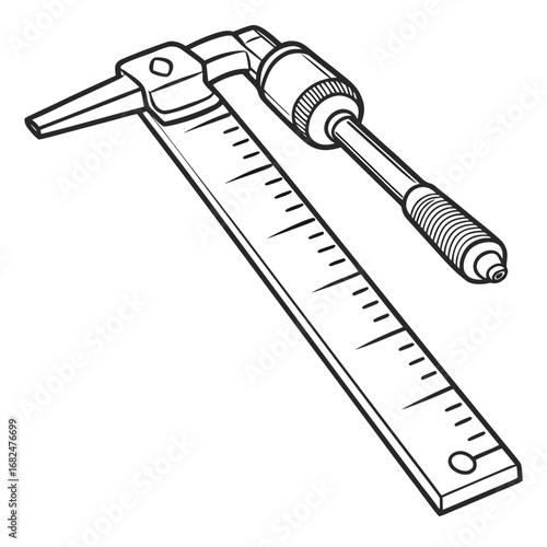 Measuring tool with ruler and pointer measurement scientific