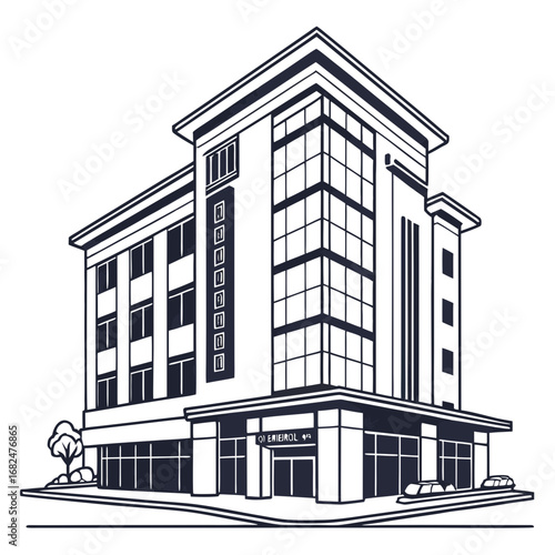Modern office building with large windows and dark trim modern architecture glass facade