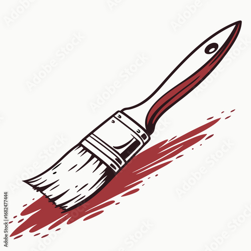 Paintbrush with red paint strokes vector