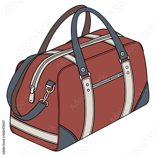 Red duffel bag with gray and tan accents travel bag luggage